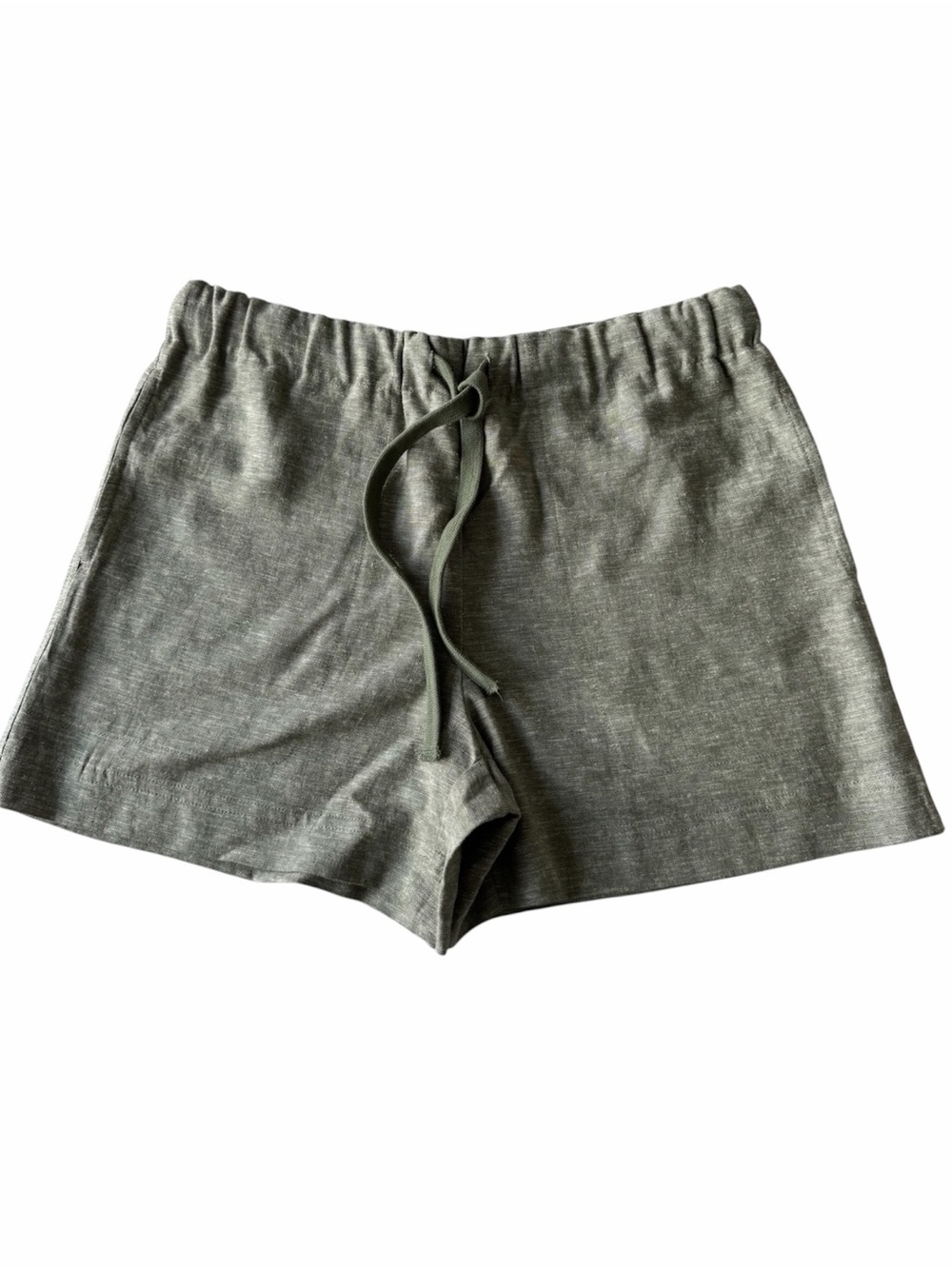 ✅ WILT High waist Olive Drawstring Linen-Blend Shorts size M